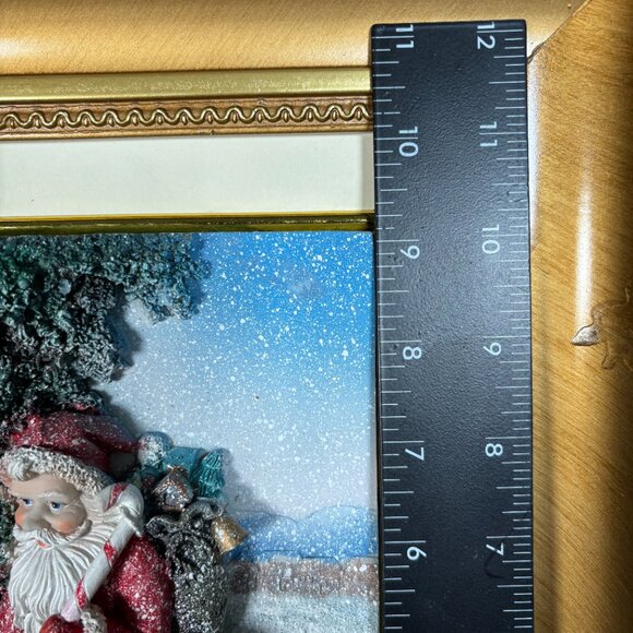 Vintage 3D Santa with Children Framed Christmas Decor Textured Relief Wall Art - Picture 8 of 12